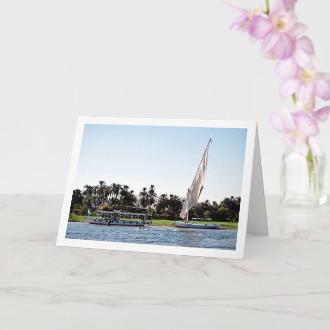 Boats on the River Nile, Luxor Card (Orchid)