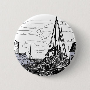 boats on the sea 6 cm round badge