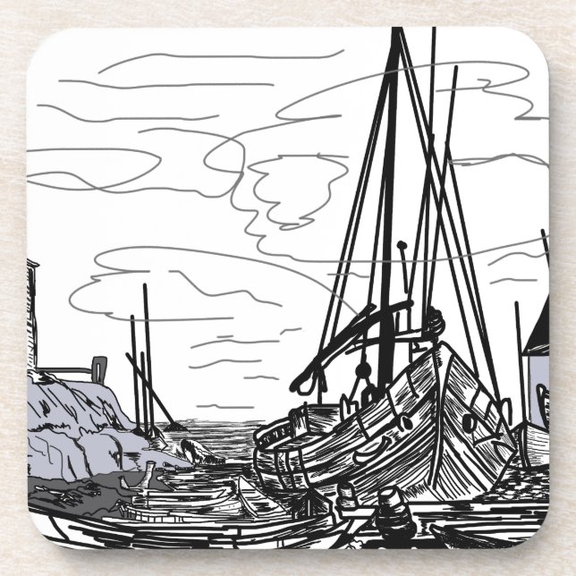 boats on the sea coaster (Front)