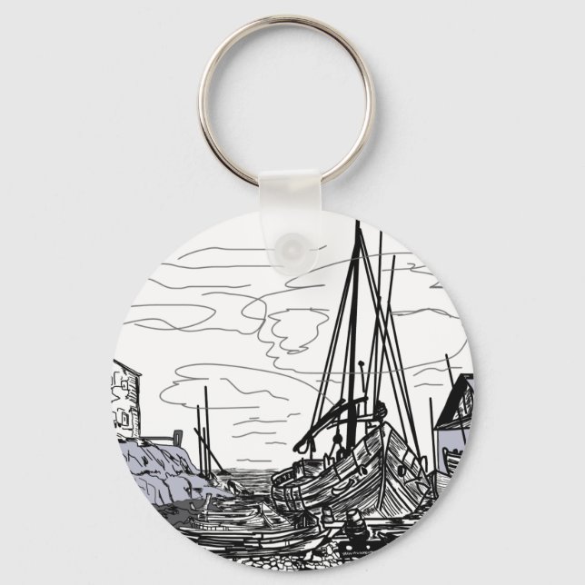 boats on the sea key ring (Front)