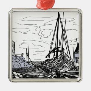 boats on the sea metal tree decoration