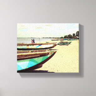 Boats on Tropical Beach Canvas Print