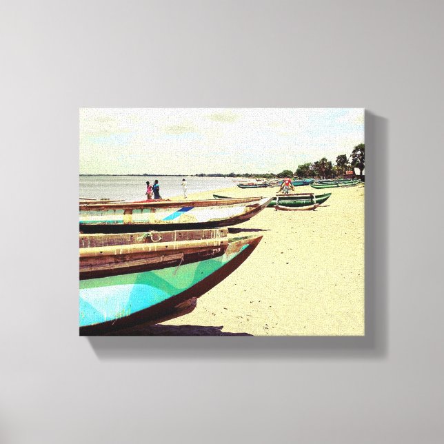 Boats on Tropical Beach Canvas Print (Front)