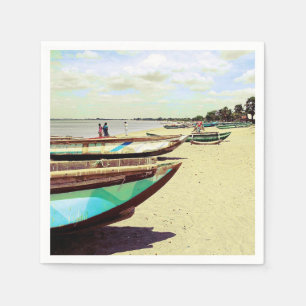 Boats on Tropical Beach Napkin