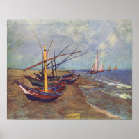 Boats painted by Vincent van Gogh Reprint