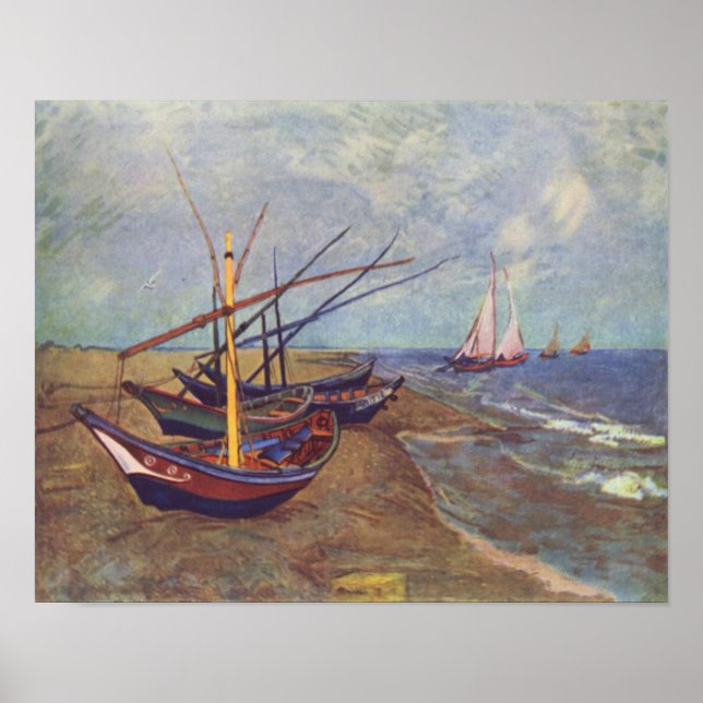 Boats painted by Vincent van Gogh Reprint Poster (Front)