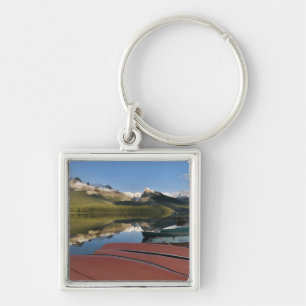 Boats parked on the lakeshore of Maligne Lake, Key Ring