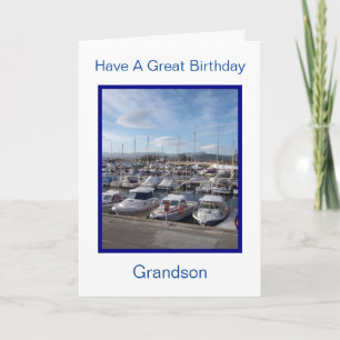 Boats Personalised Grandson Birthday Card