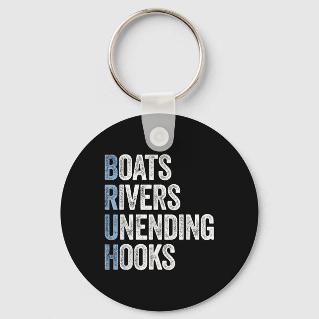 Boats Rivers Unending Hook Funny Fishing Gift Fish Key Ring (Front)