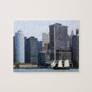 Boats - Schooner Against the Manhattan Skyline Jigsaw Puzzle
