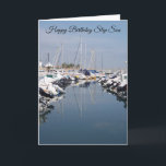 Boats Step Son Birthday Card<br><div class="desc">Greeting card boats in a marina step son birthday card that you can customise with any text of your choice. Should you require any help with customising then contact us through the link on this page. Marina step son birthday card</div>