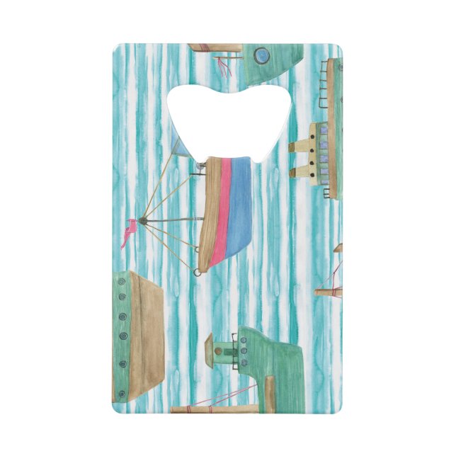 Boats Stripes: Watercolor Painting Pattern. (Front)