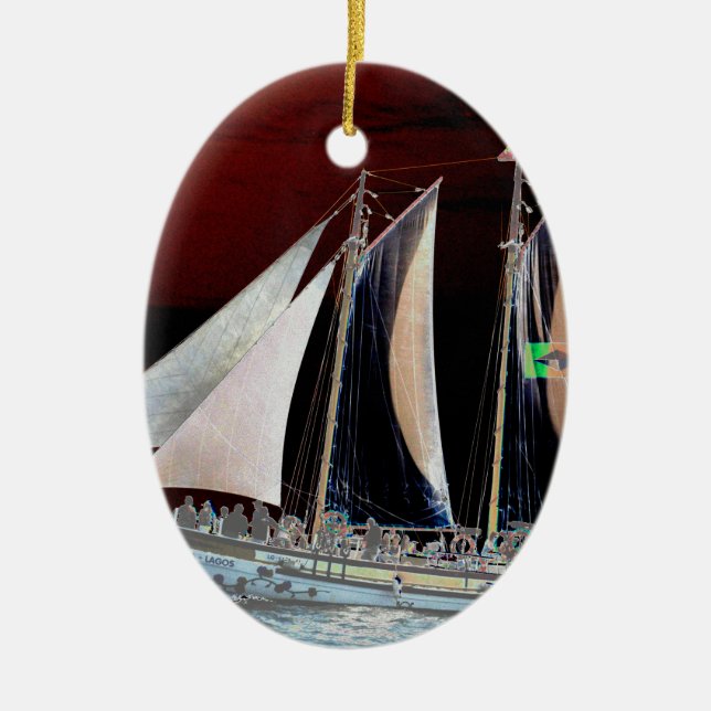 Boats under Sail Ceramic Tree Decoration (Front)