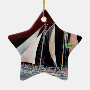 Boats under Sail Ceramic Tree Decoration