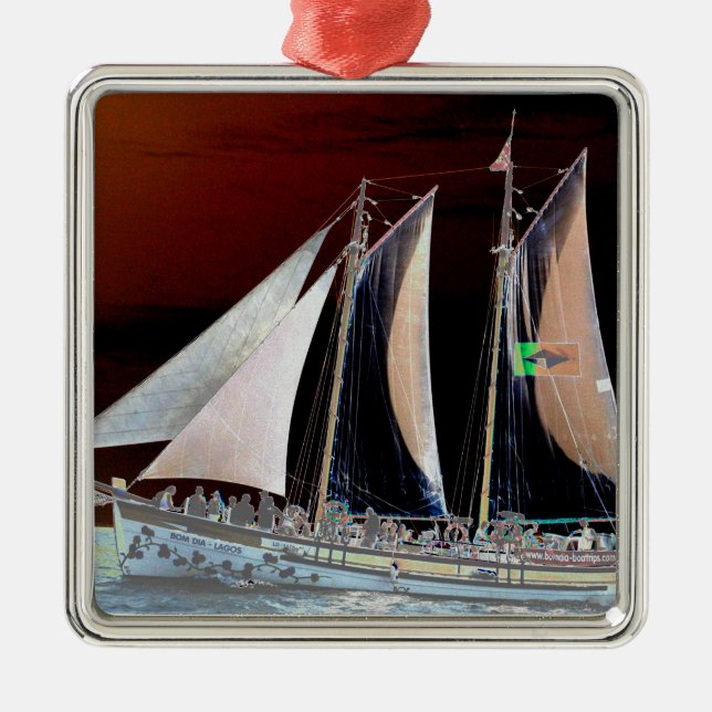 Boats under Sail Metal Tree Decoration (Front)