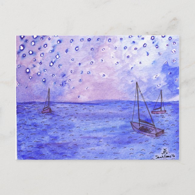 Boats Watercolor Postcards (Front)