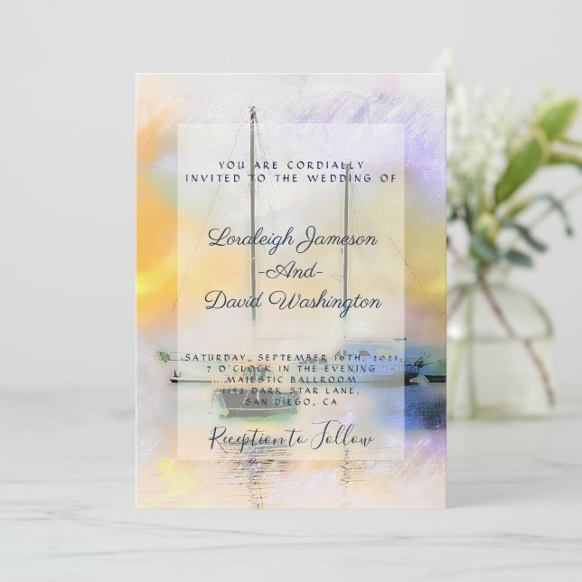 Boats wedding invitation (Standing Front)