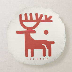 BOAZ Minimalist Nordic Reindeer  Round Cushion
