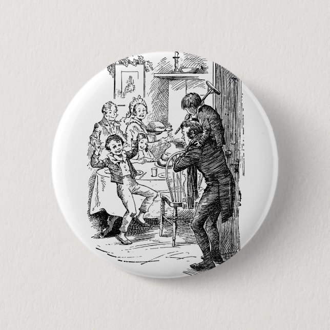 Bob and Tiny Tim 6 Cm Round Badge (Front)