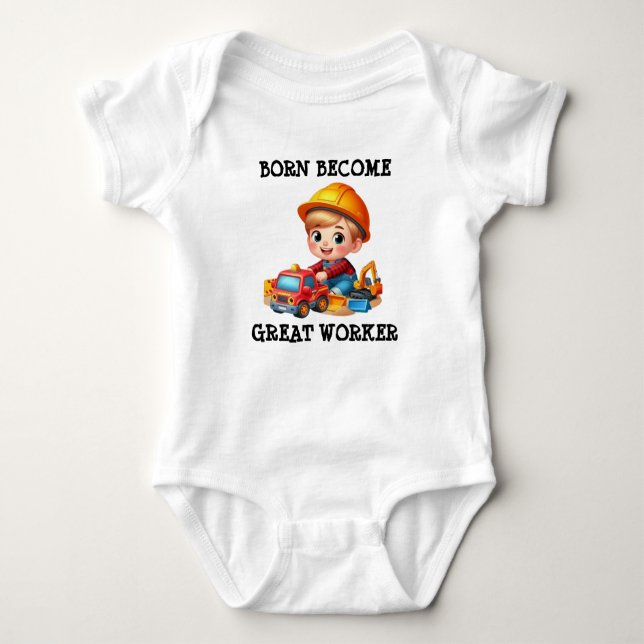 Bob Builder Junior Become Great Worker Baby Bodysuit (Front)