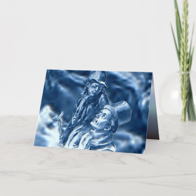 Bob Cratchit and Tiny Tim Christmas Carol Holiday Card (Front)