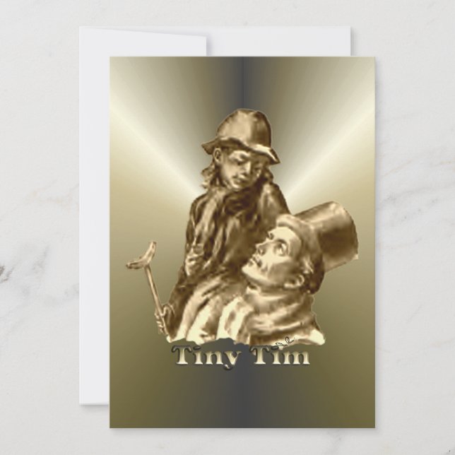 Bob Cratchit and Tiny Tim Christmas Carol Holiday Card (Front)