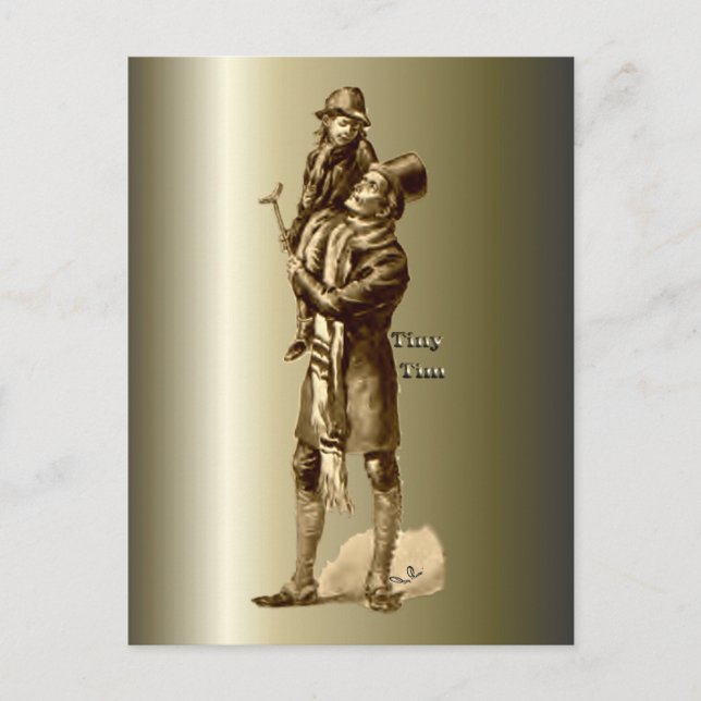 Bob Cratchit and Tiny Tim Christmas Carol Holiday Postcard (Front)