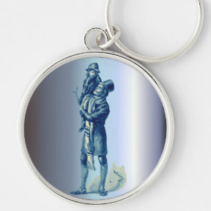 Bob Cratchit holding Tiny Tim Christmas Carol Key Ring