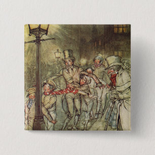 Bob Cratchit went down a slide on Cornhill 15 Cm Square Badge