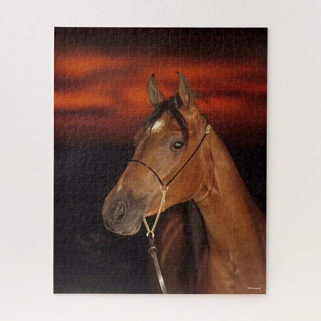 Bob Langrish | Bay Arab Stallion Headshot Sunset Jigsaw Puzzle (Vertical)