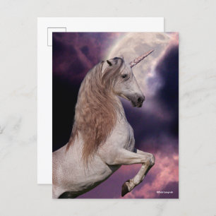 Bob Langrish Grey Unicorn Rearing Postcard