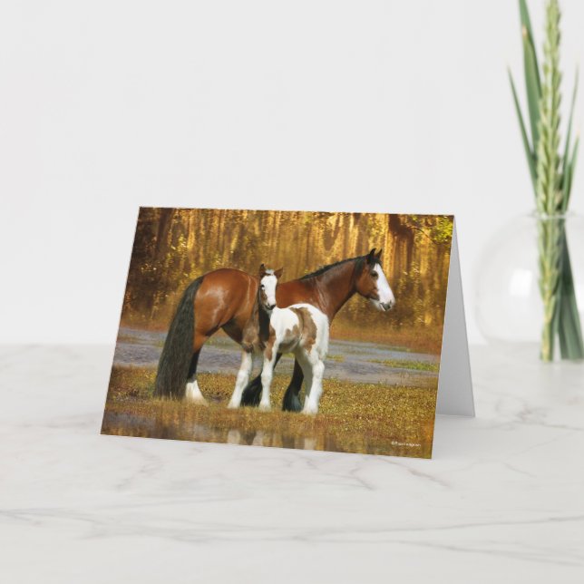 Bob Langrish | Gypsy Vanner Mare and Foal Fantasy Card (Front)