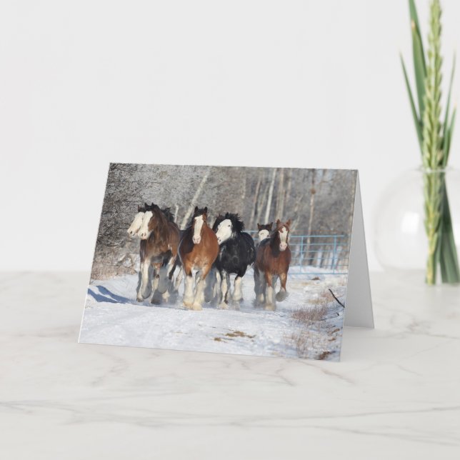 Bob Langrish | Herd Of Clydesdales In Snow Card (Front)
