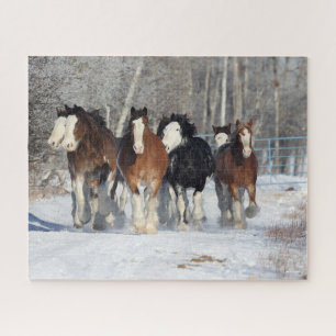 Bob Langrish Herd Of Clydesdales In Snow Jigsaw Puzzle