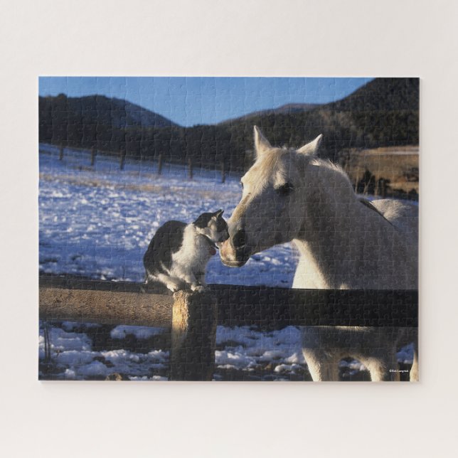 Bob Langrish | Horse and Cat In the Snow Jigsaw Puzzle (Horizontal)