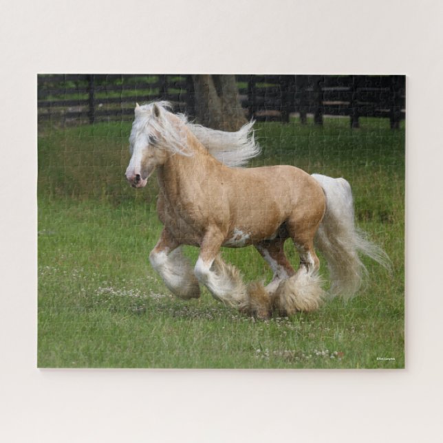 Bob Langrish | Palomino Gypsy Vanner Horse Running Jigsaw Puzzle (Horizontal)