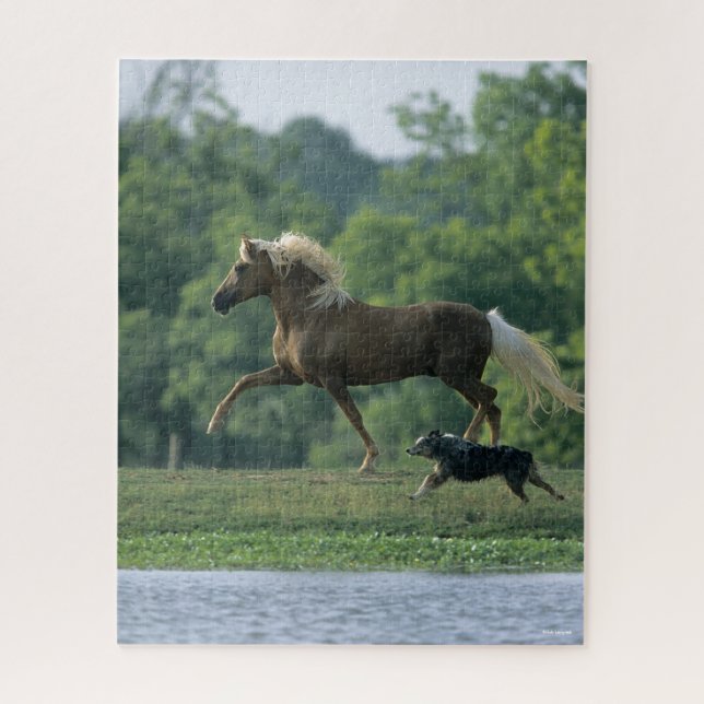 Bob Langrish | Palomino Tennessee Walker and Dog Jigsaw Puzzle (Vertical)