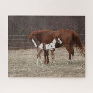 Bob Langrish Quarter Horse Mare and Paint Foal Jigsaw Puzzle