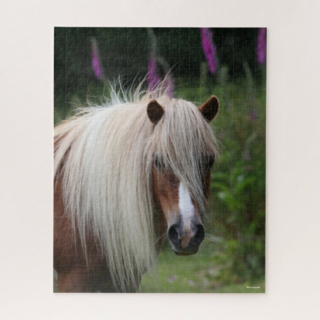 Bob Langrish | Shetland Pony headshot With Flowers Jigsaw Puzzle (Vertical)