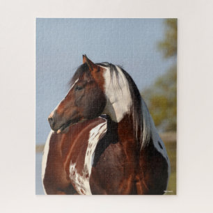 Bob Langrish Tobiano Paint Horse Stallion headshot Jigsaw Puzzle