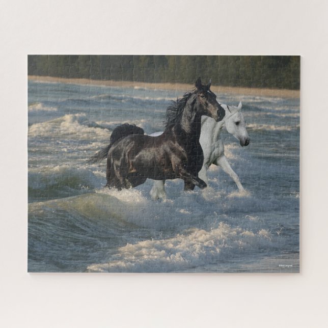 Bob Langrish | Two Arab Horses Walking In The Sea Jigsaw Puzzle (Horizontal)