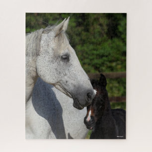 Bob Langrish Warmblood Mare and Foal Headshot Jigsaw Puzzle