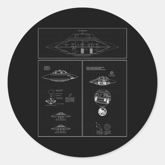 Bob Lazar Sport Model Uap Blueprint Classic Round Sticker (Front)