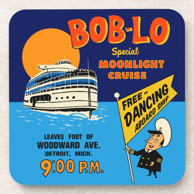Bob-Lo Special Moonlight Cruise Retro Design Coaster (Front)