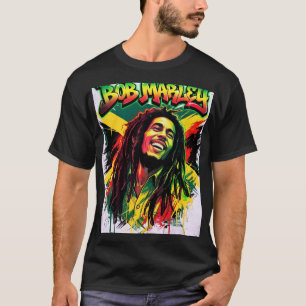 Bob Marley Reggae Music Colourful Portrait T-Shirt