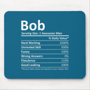 Bob Nutrition Funny Birthday D Name Gif Mouse Pad