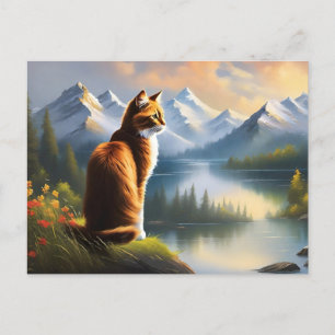 Bob Ross Style Cat Postcard