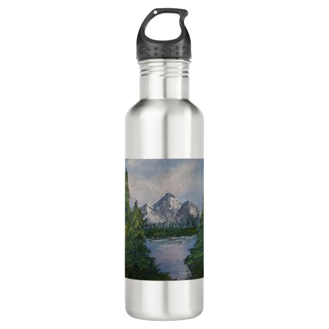 Bob Ross Style Painting #2 710 Ml Water Bottle (Front)