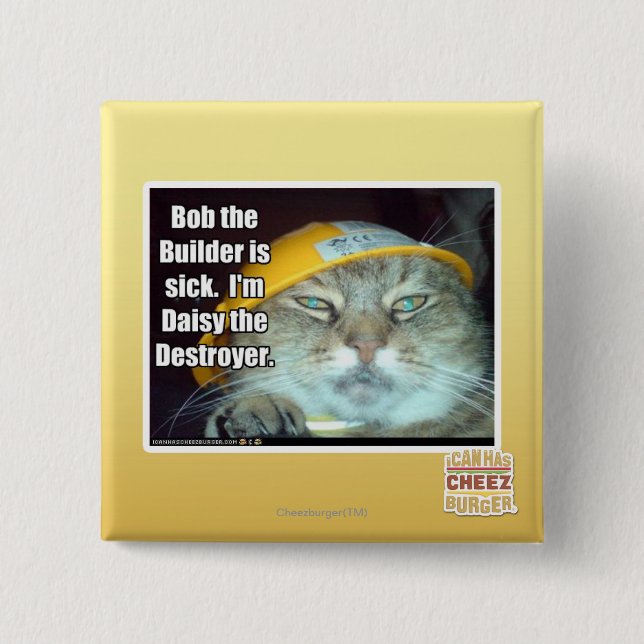 Bob the Builder is sick 15 Cm Square Badge (Front)