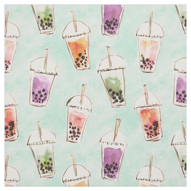 BOBA BACKED Cute Boba Tea Fabric (Swatch)